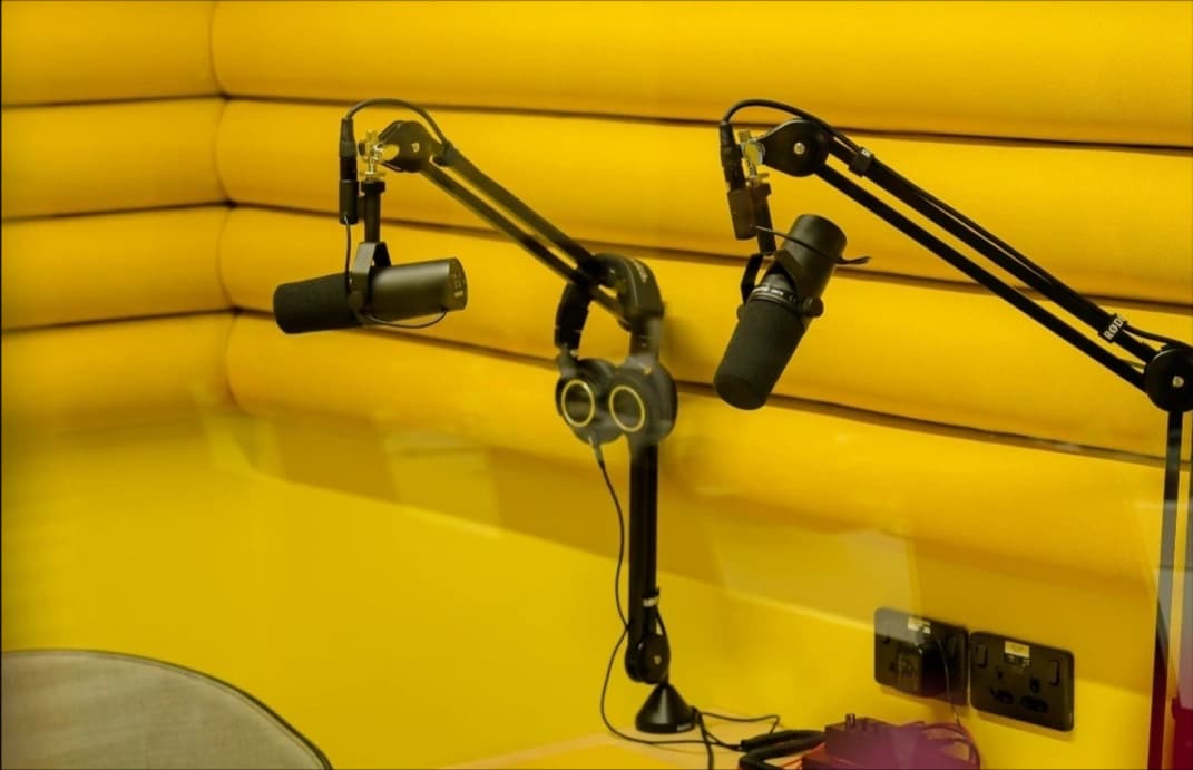 Podcast studio close up